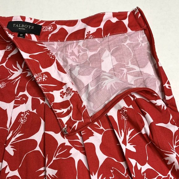 Talbots Petite 8 Red/White Pleated Skirt - Picture 5 of 9